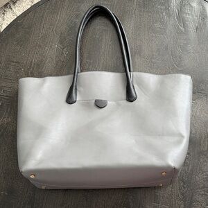 a new day Gray Tote Bag with Black Handles